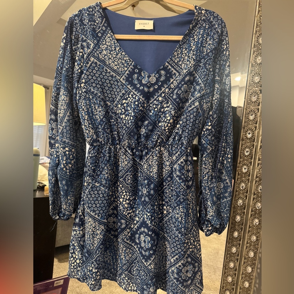 Everly Blue Patterned Dress